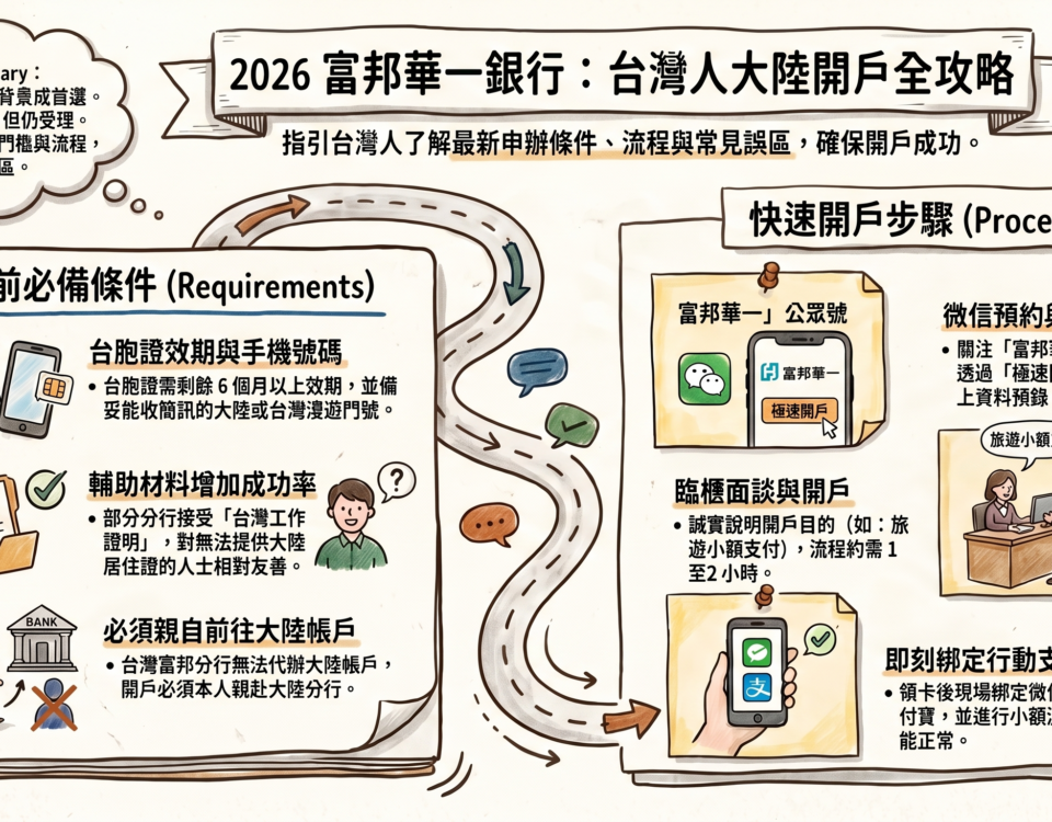 富邦華一銀行開戶完整指南:台灣人申辦條件、據點查詢、常見問題一次看懂(2026) 2026台灣人大陸開戶攻略